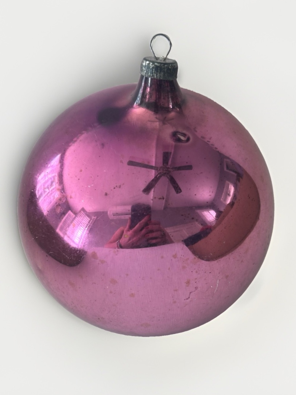 LARGE VINTAGE PINK PURPLE ORNAMENT 4"